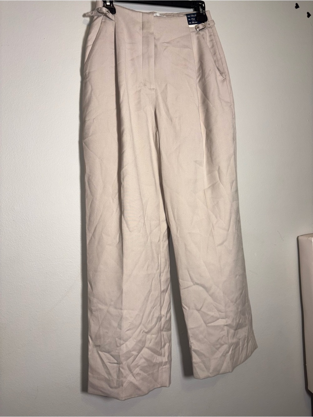 Abercrombie & Fitch Cream Wide-Leg Chinos